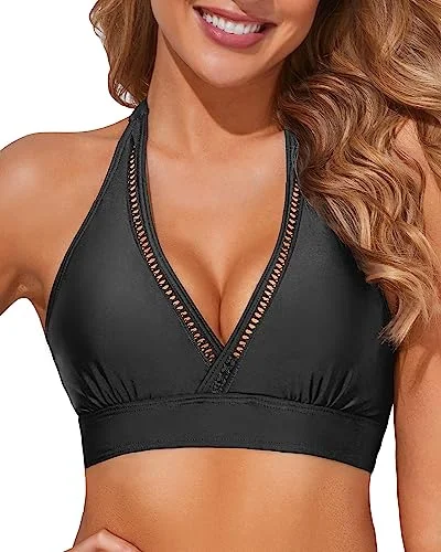 Large Bust Bikini V-Neck Swim Tops