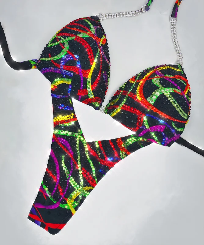 Multicolor wellness competition bikini