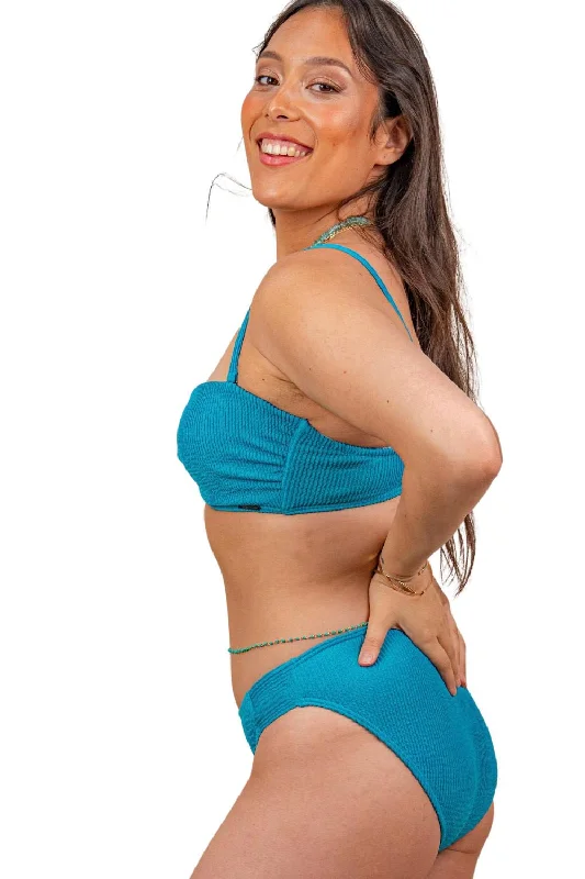 SOLD OUT - Retro Deco U/W Bandeau (C/D & DD/E) & Mid Rise Pant (Teal)