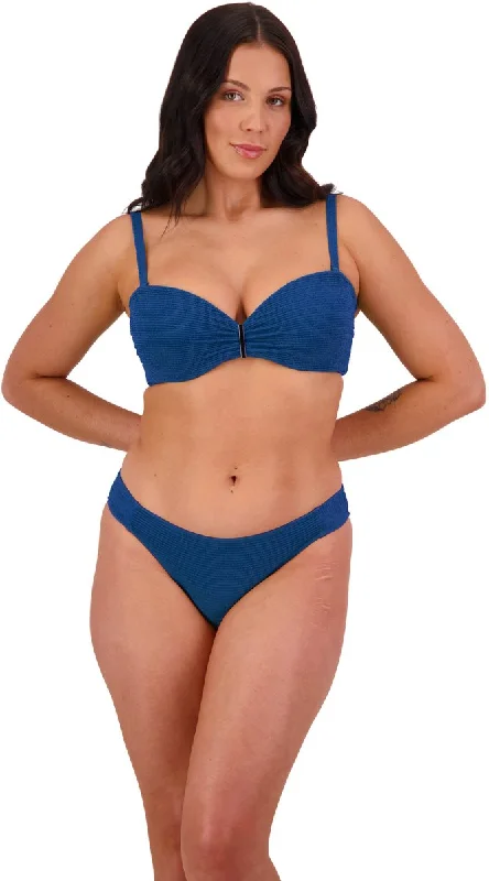 Retro Deco U/W Bandeau (C/D & DD/E) & Ruched Side Hipster (Navy)