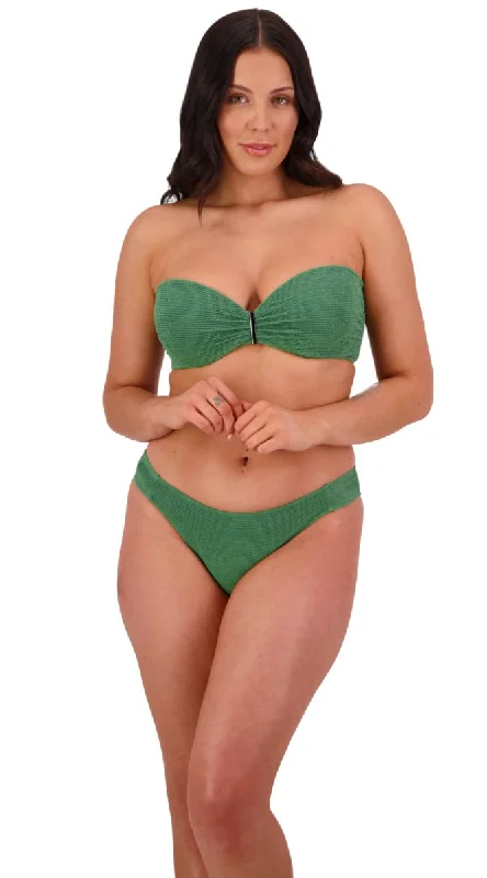 Retro Deco U/W Bandeau (C/D & DD/E) & Ruched Side Hipster (Seaweed)