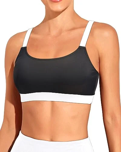 Scoop Neck Bathing Suits Top Padded Swim Crop Top