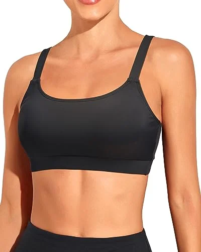 Scoop Neck Padded Crop Swim Top