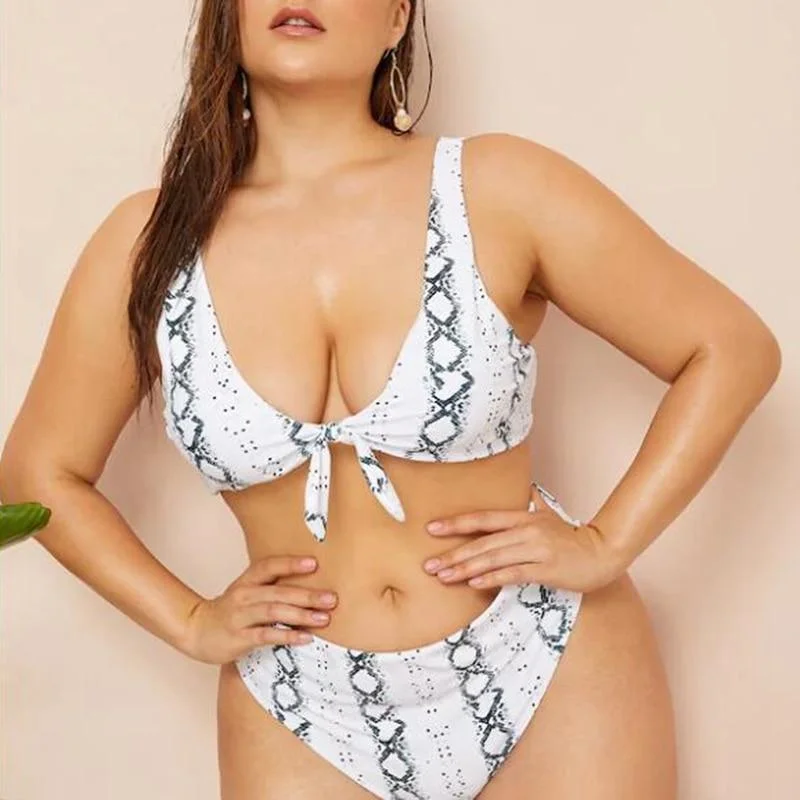 Snake Print High-Waist Bikini Set