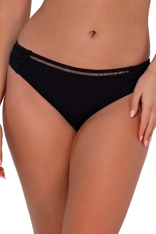 Sunsets Black Seagrass Texture Audra Hipster Bikini Bottom