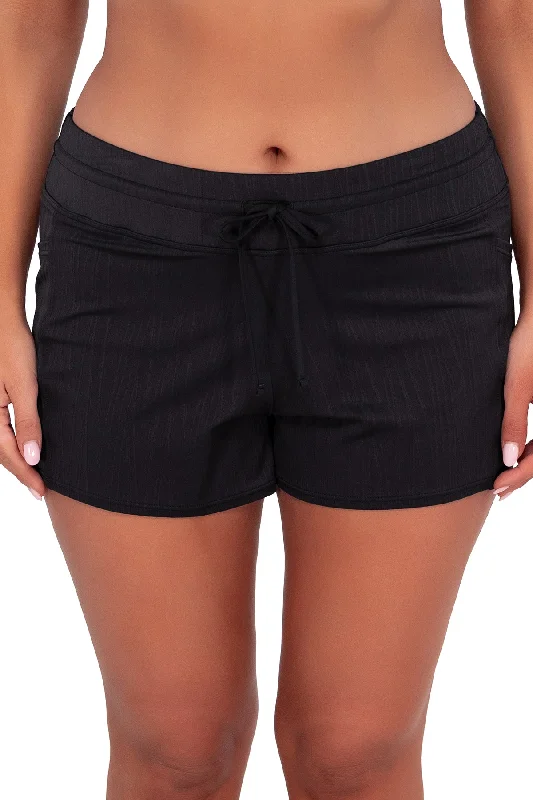 Sunsets Escape Black Seagrass Texture Laguna Swim Shorts Bottom