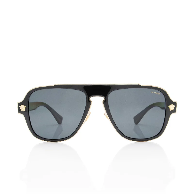 Versace Polarized Medusa Aviator Sunglasses