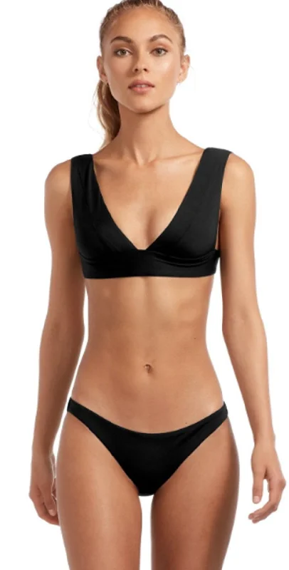 Vitamin A EcoLux Magnolia V-Neck Bikini Top in Black