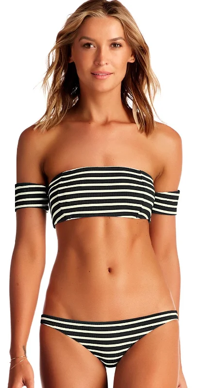 Vitamin A Havana Crop Top in Black Marin Stripe 85T MAR