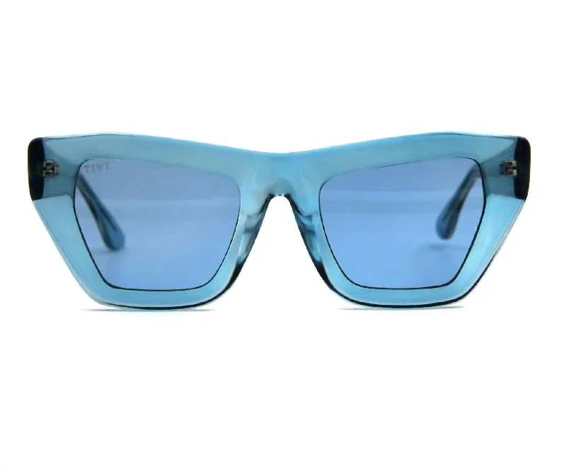 Women's Manila Sunset Bliss Sunglasses In Crystal Blue With Blue Lenses