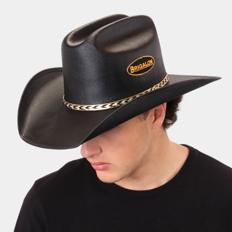 Brigalow Adults Coloured Straw Cheyenne Hat - Black