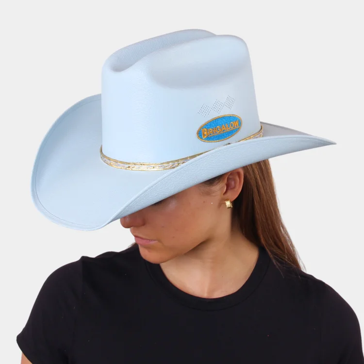 Brigalow Adults Coloured Straw Cheyenne Hat - Light Blue