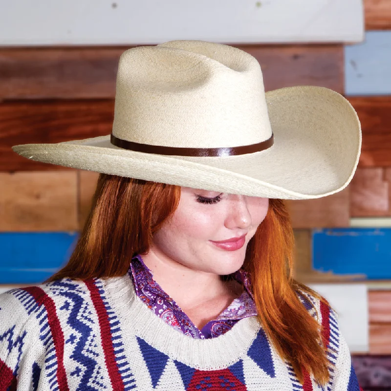 Brigalow Solis Palm Leaf Packable Western Hat - Natural