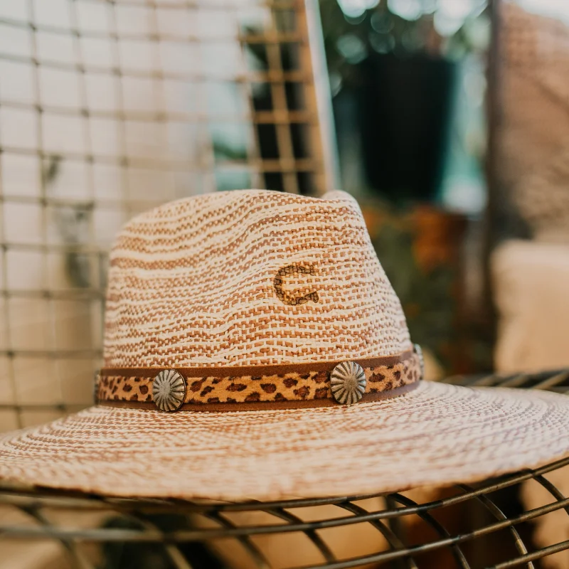 Charlie 1 Horse | Prowlin' Round Stiff Brim Straw Hat with Leopard Band and Concho Studs