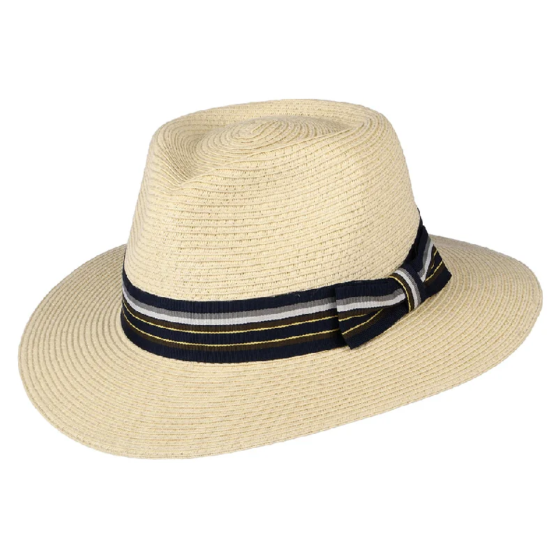 Denton Hats Trent Packable Fedora Hat With Striped Band - Natural