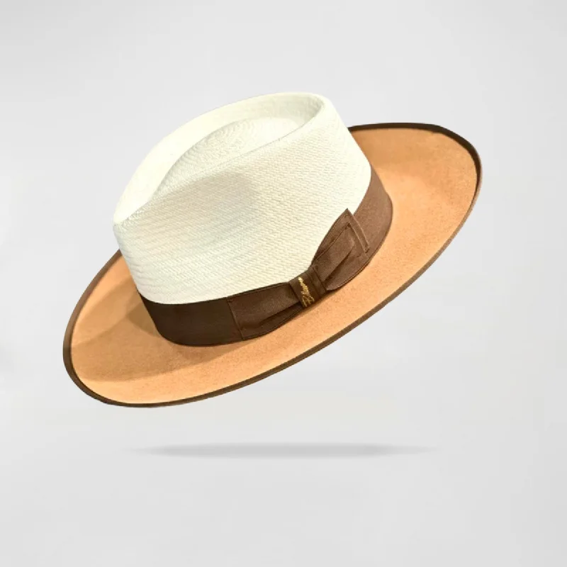 Effortless Class Two Stone Straw Felt Fedora Hat-Camel