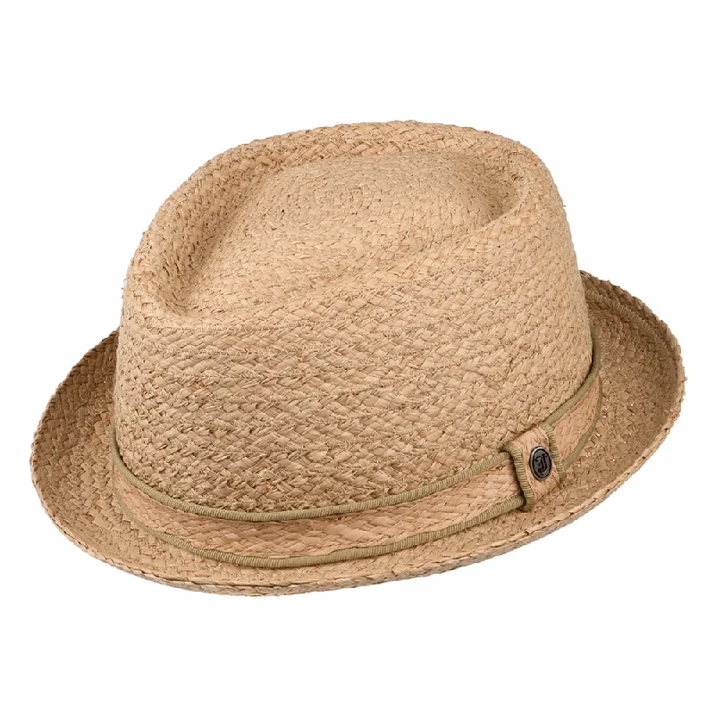 Jaxon & James Raffia Straw Diamond Crown Pork Pie Hat - Natural