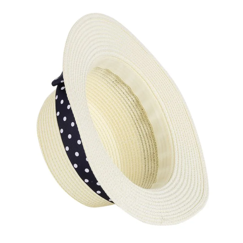 Ladies Boater Hat with Band Accent