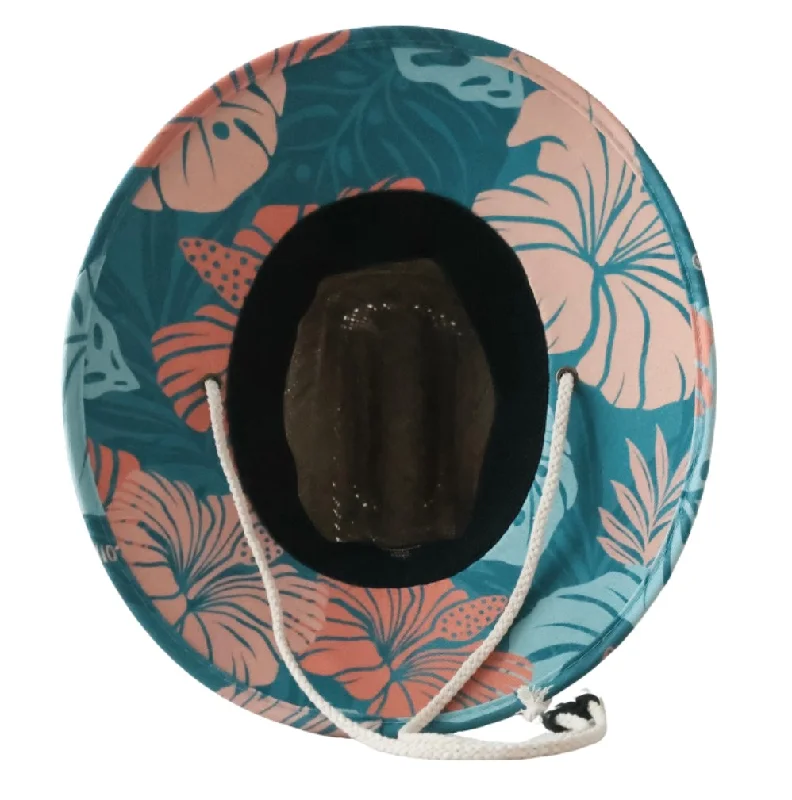 Little Surfer Girl Dark Blue Tropical Straw Hat