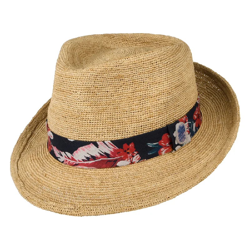 Stetson Hats Player Crocheted Raffia Straw Trilby Hat - Natural