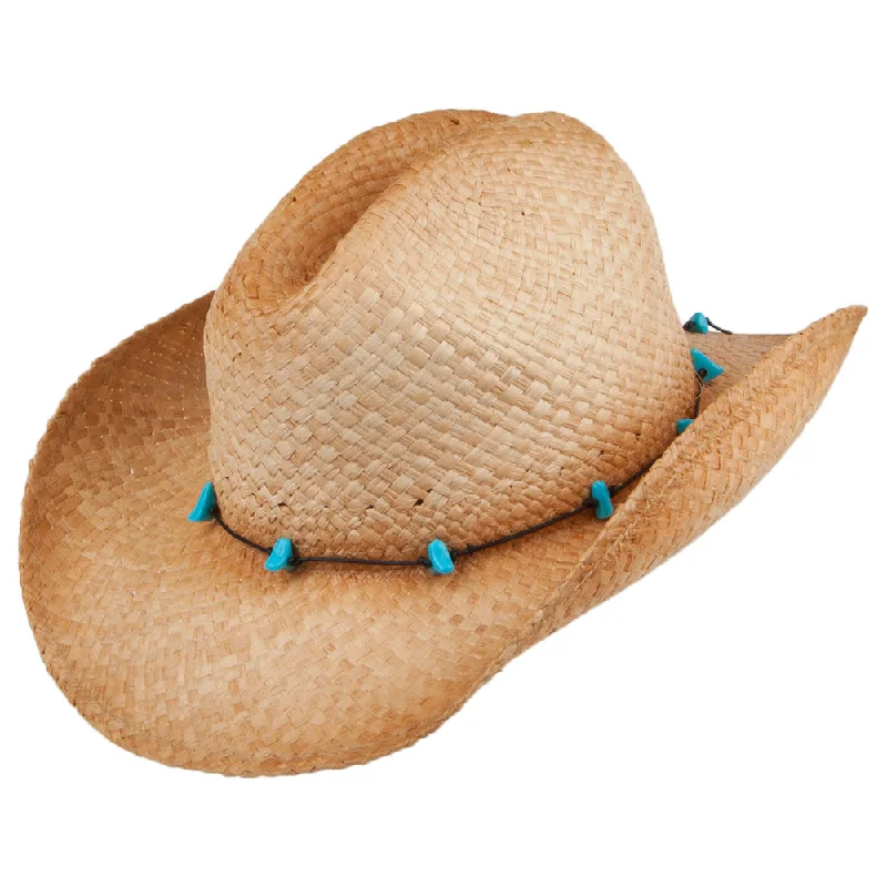 sur la tête Womens Calamity Cattleman Straw Cowboy Hat - Natural