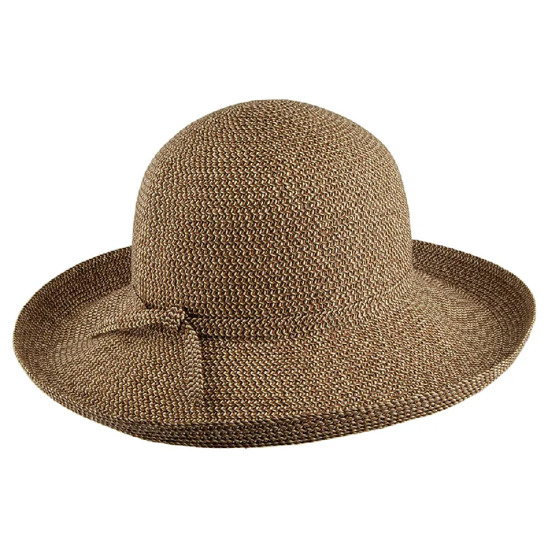 sur la tête Womens Traveller Packable Sun Hat - Natural-Black