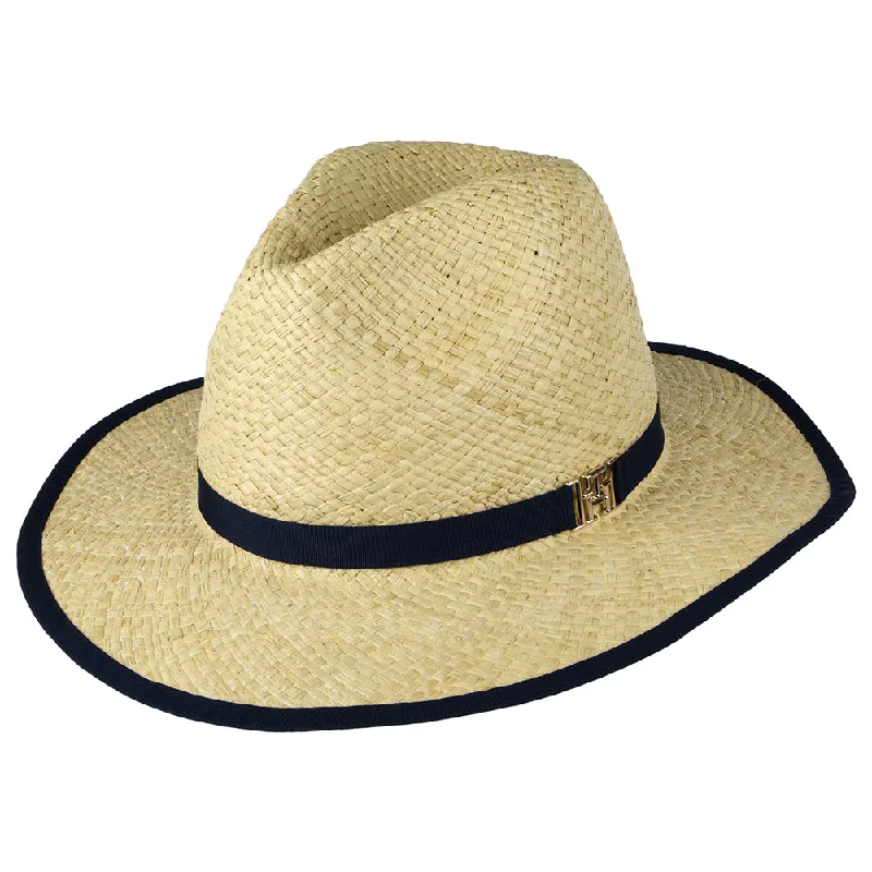 Tommy Hilfiger Hats Beach Straw Summer Fedora Hat - Natural