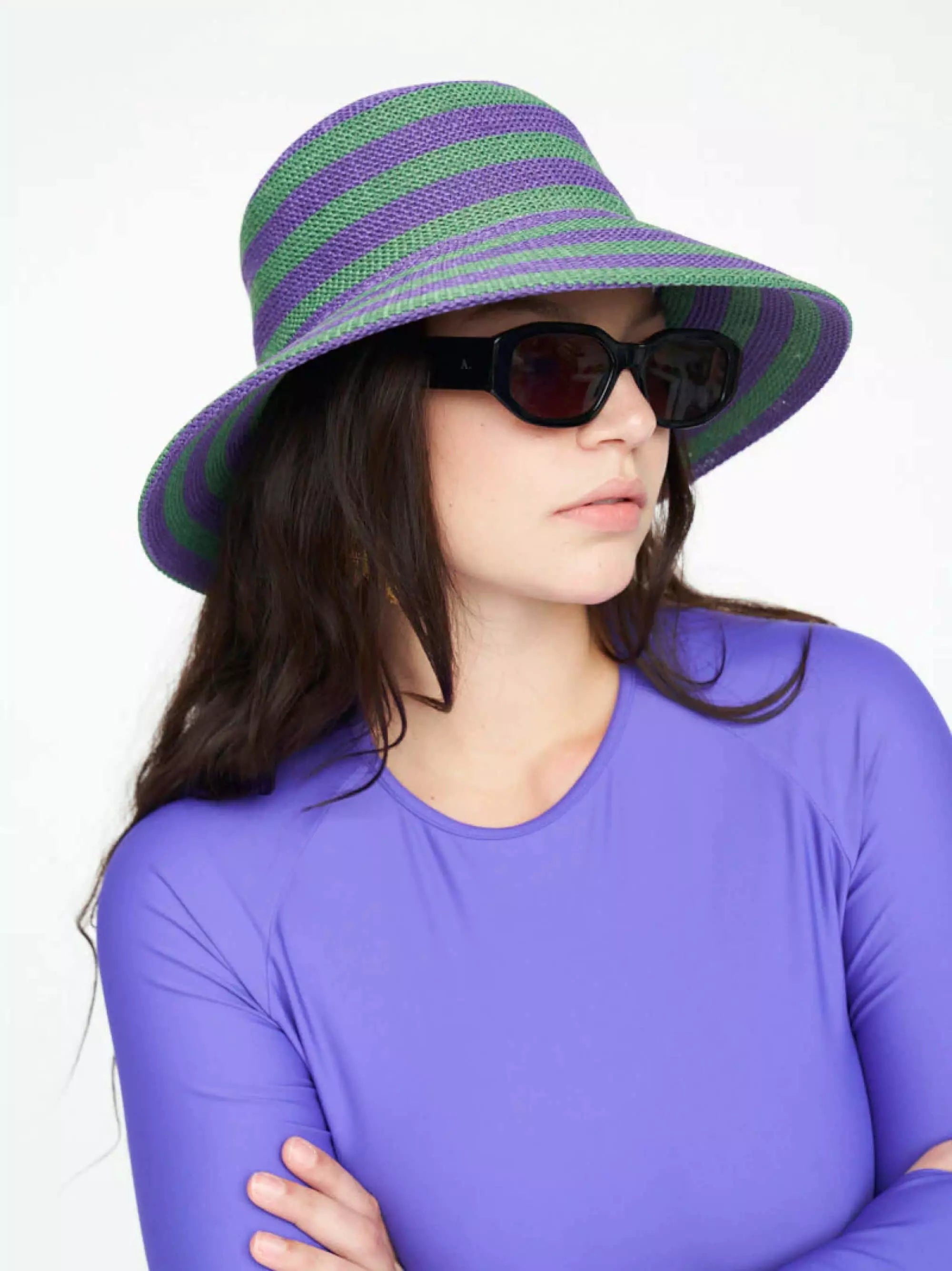 Women's Crochet Hat | Green/Purple